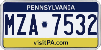 PA license plate MZA7532