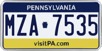 PA license plate MZA7535