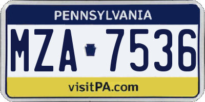 PA license plate MZA7536
