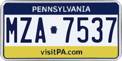 PA license plate MZA7537