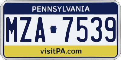 PA license plate MZA7539