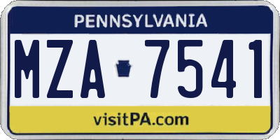 PA license plate MZA7541