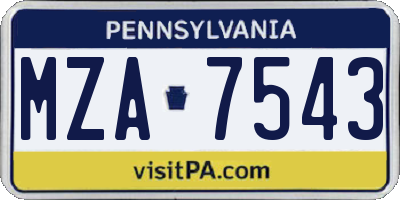 PA license plate MZA7543