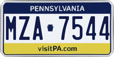 PA license plate MZA7544
