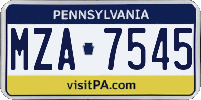 PA license plate MZA7545