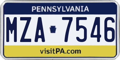 PA license plate MZA7546