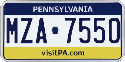 PA license plate MZA7550