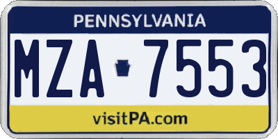 PA license plate MZA7553