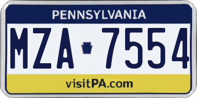 PA license plate MZA7554