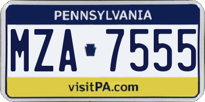 PA license plate MZA7555