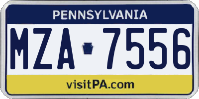 PA license plate MZA7556