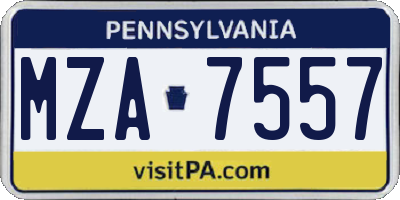 PA license plate MZA7557