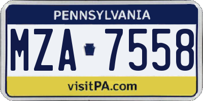 PA license plate MZA7558