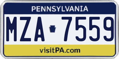PA license plate MZA7559
