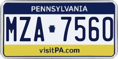 PA license plate MZA7560