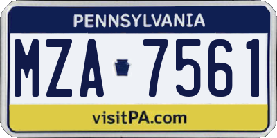 PA license plate MZA7561