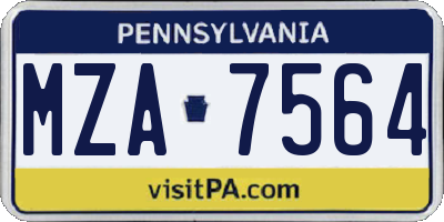 PA license plate MZA7564