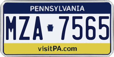 PA license plate MZA7565