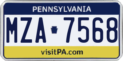 PA license plate MZA7568