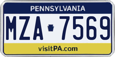 PA license plate MZA7569