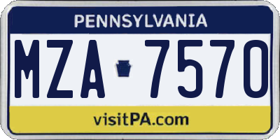 PA license plate MZA7570