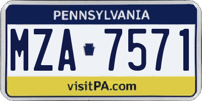 PA license plate MZA7571