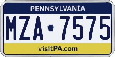 PA license plate MZA7575