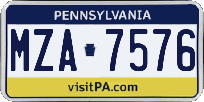 PA license plate MZA7576