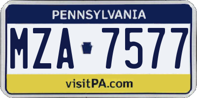 PA license plate MZA7577