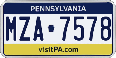 PA license plate MZA7578