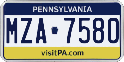 PA license plate MZA7580