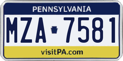 PA license plate MZA7581