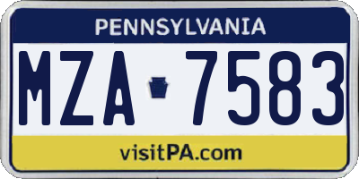 PA license plate MZA7583