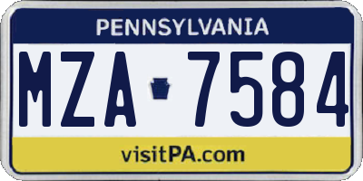 PA license plate MZA7584