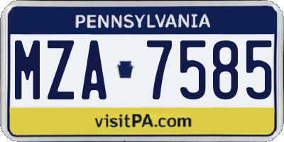 PA license plate MZA7585