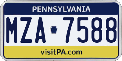 PA license plate MZA7588