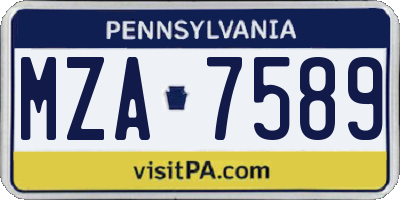 PA license plate MZA7589