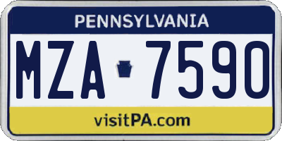 PA license plate MZA7590