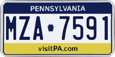 PA license plate MZA7591