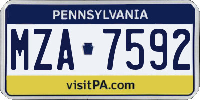 PA license plate MZA7592