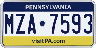 PA license plate MZA7593