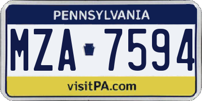 PA license plate MZA7594