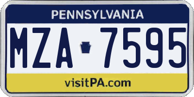 PA license plate MZA7595