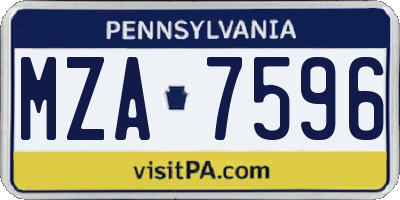 PA license plate MZA7596