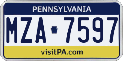 PA license plate MZA7597