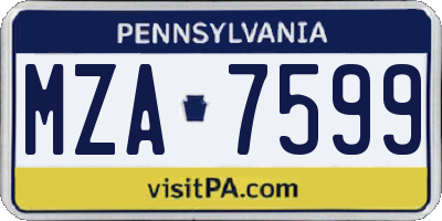 PA license plate MZA7599