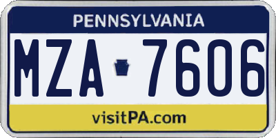 PA license plate MZA7606