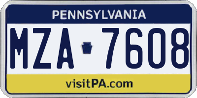 PA license plate MZA7608