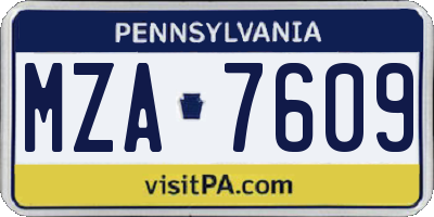 PA license plate MZA7609