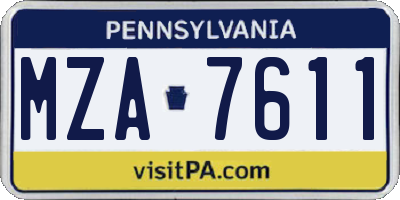 PA license plate MZA7611